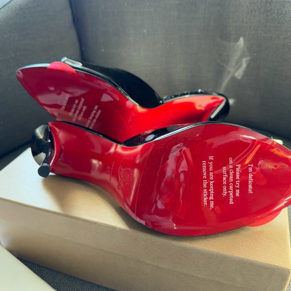Miss Z Mule 100mm Patent Christian Louboutin Black Patent Leather Heels - Picture 5 of 9